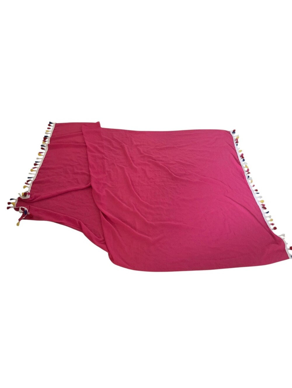Pink swimsuit sarong/cover up with colorful tassles, NWOT.